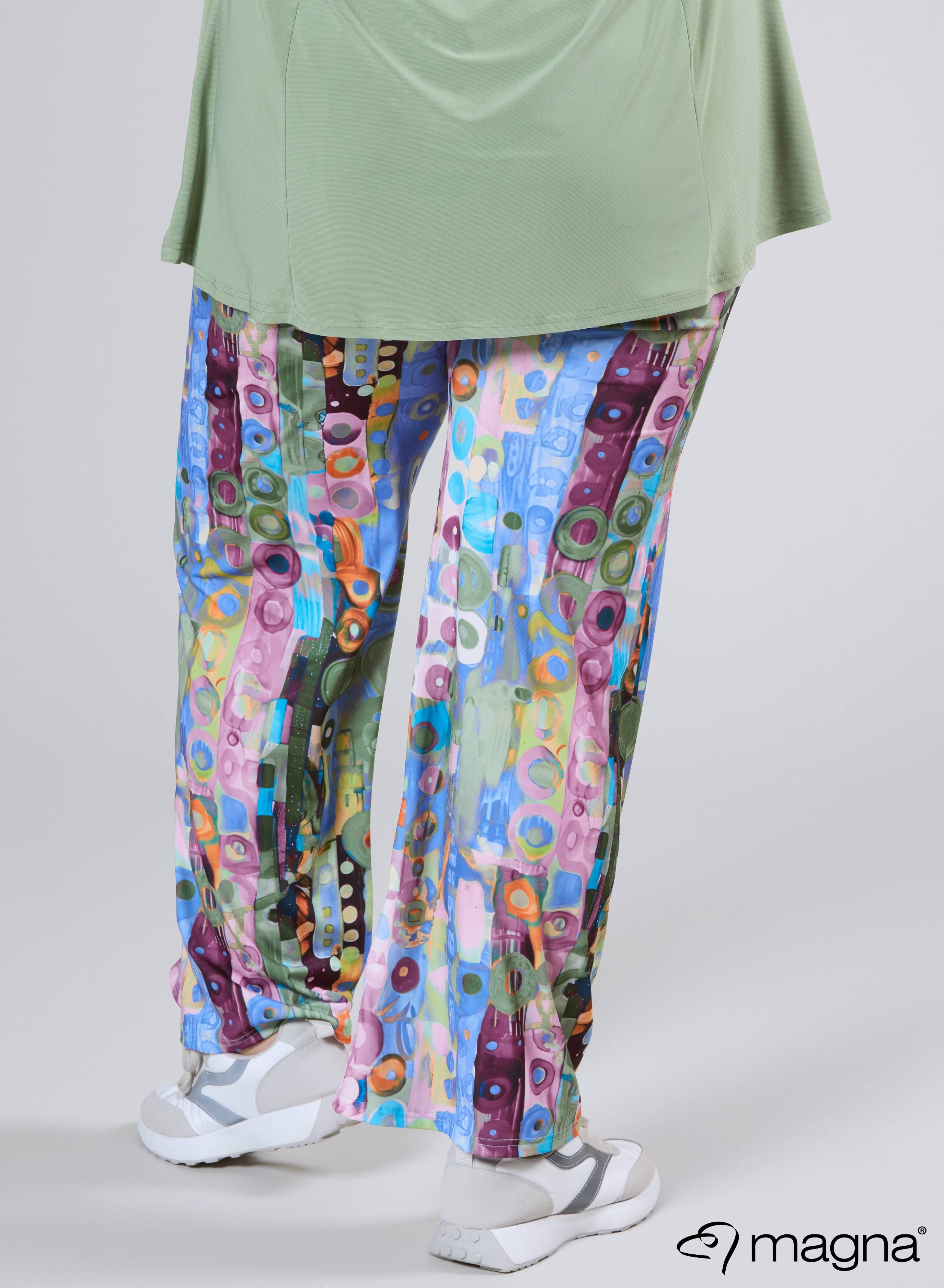 Magna Elastische Wijde Broek Wall Deco Blauw Roze