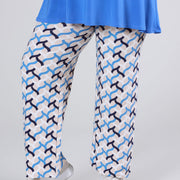Magna Wide Leg Elastic Trooper Woven Design Blue Sand