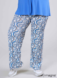 Magna Wide Leg Elastic Trouser Blue Sand Rings