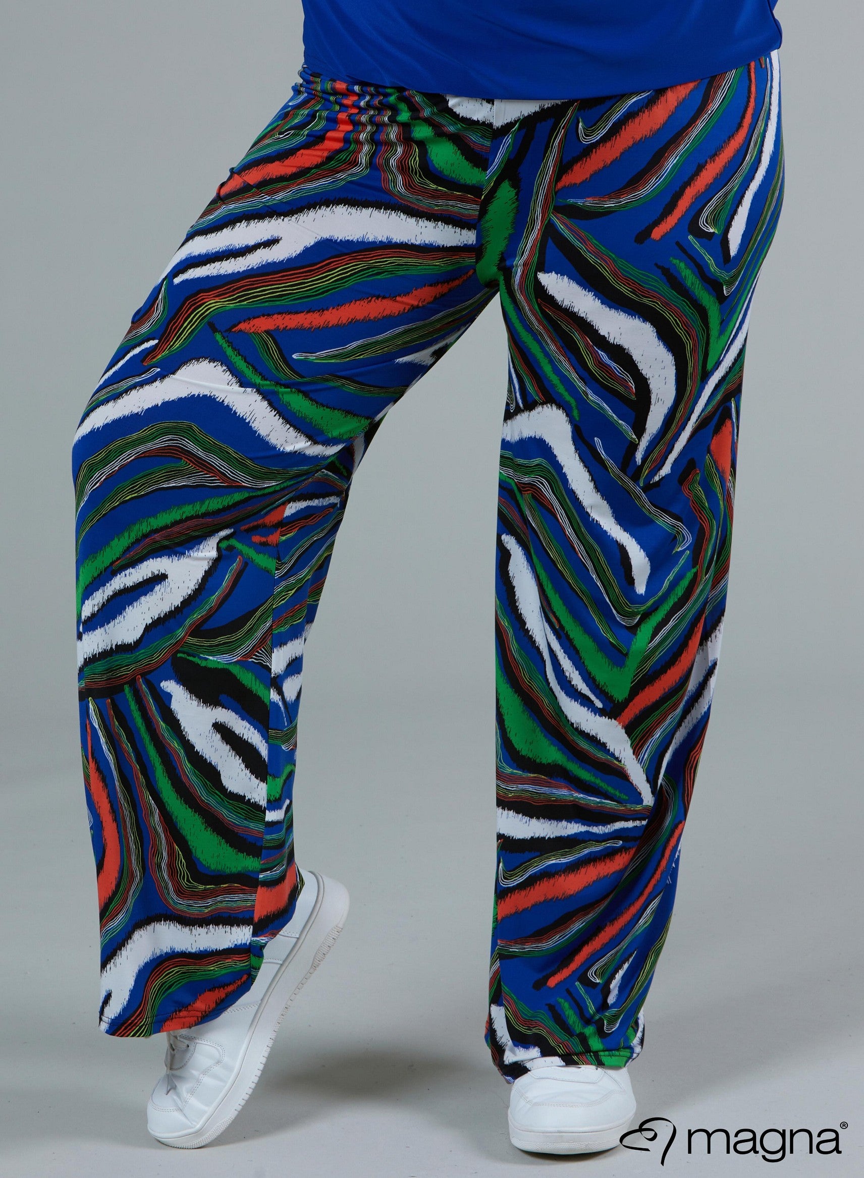 D-0003 - Broek met print in meerdere zebrakleuren (blauw)
