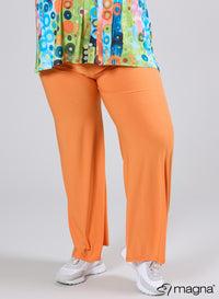 Magna broek met wijde pijpen en elastische tailleband, oranje