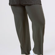 Magna Wide Leg Elastic Trouser Khaki