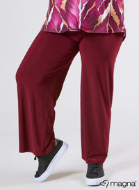 Magna Wide Leg Elastic Trouser Wine Red