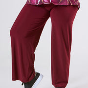 Magna Wide Leg Elastic Trouser Wine Red