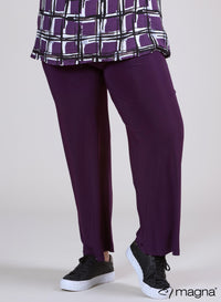 Magna Wide Leg Elastic Trouser Dark Purple