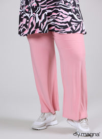 Magna broek met wijde pijpen en elastische tailleband, stofroze