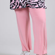 Magna broek met wijde pijpen en elastische tailleband, stofroze