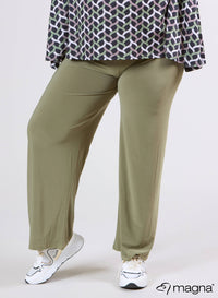 Magna Wide Leg Elastic Trouser Sage Green