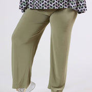 Magna Wide Leg Elastic Trouser Sage Green