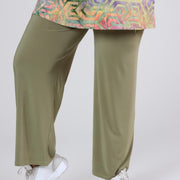 Magna Wide Leg Elastic Trouser Sage Green