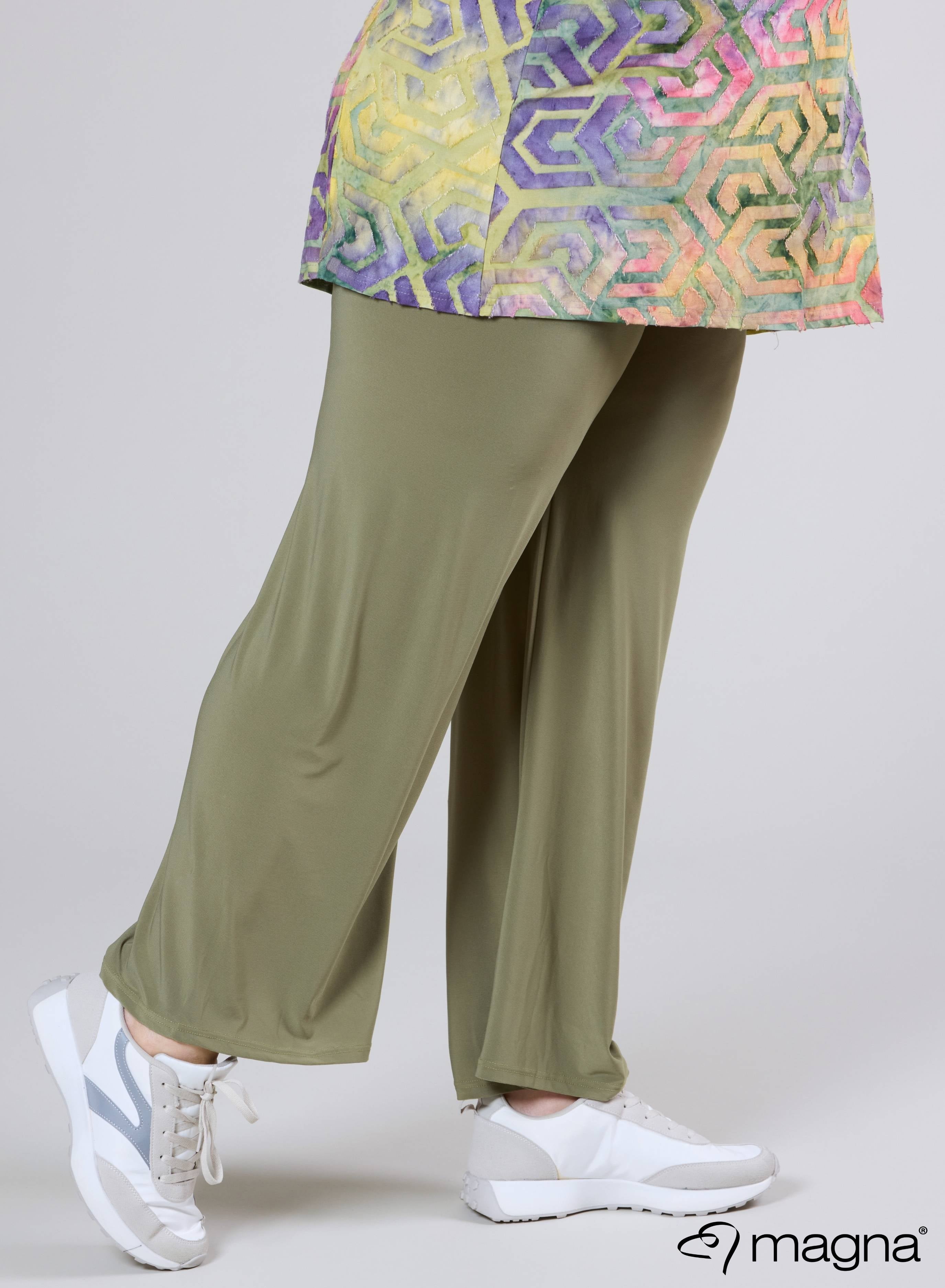 Magna Wide Leg Elastic Trouser Sage Green
