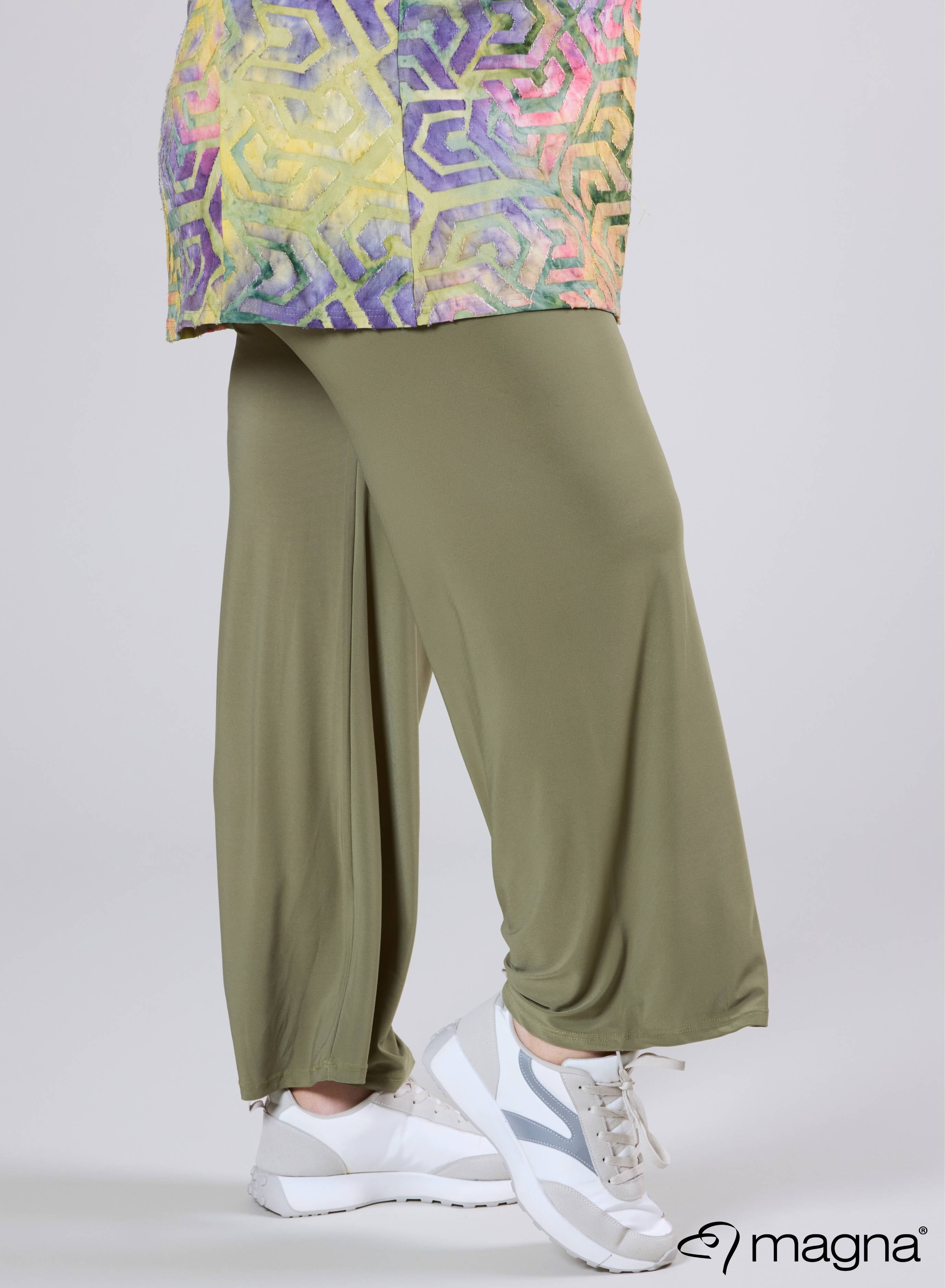 Magna Wide Leg Elastic Trouser Sage Green