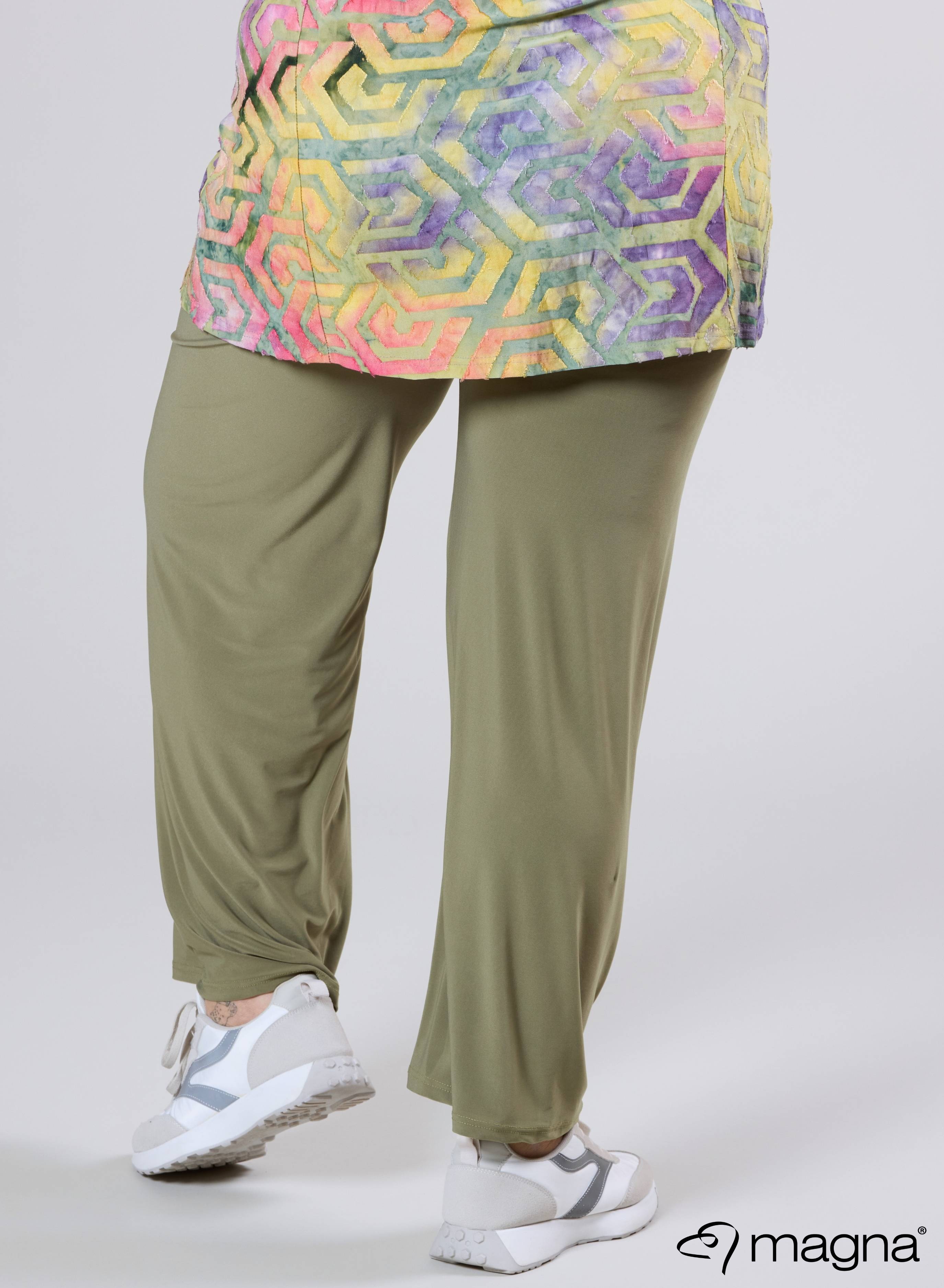 Magna Wide Leg Elastic Trouser Sage Green