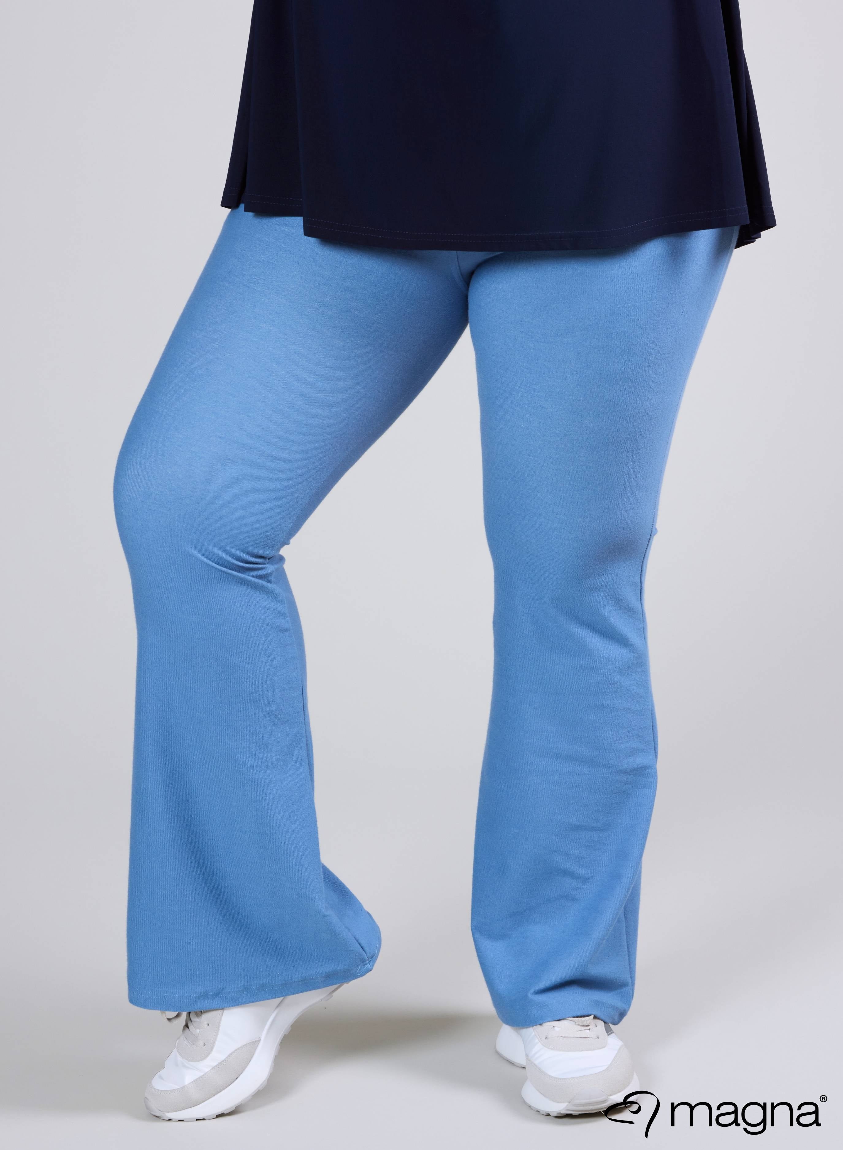 Magna Stretch Denim High Waist Flared Pants Dark Sky Blue