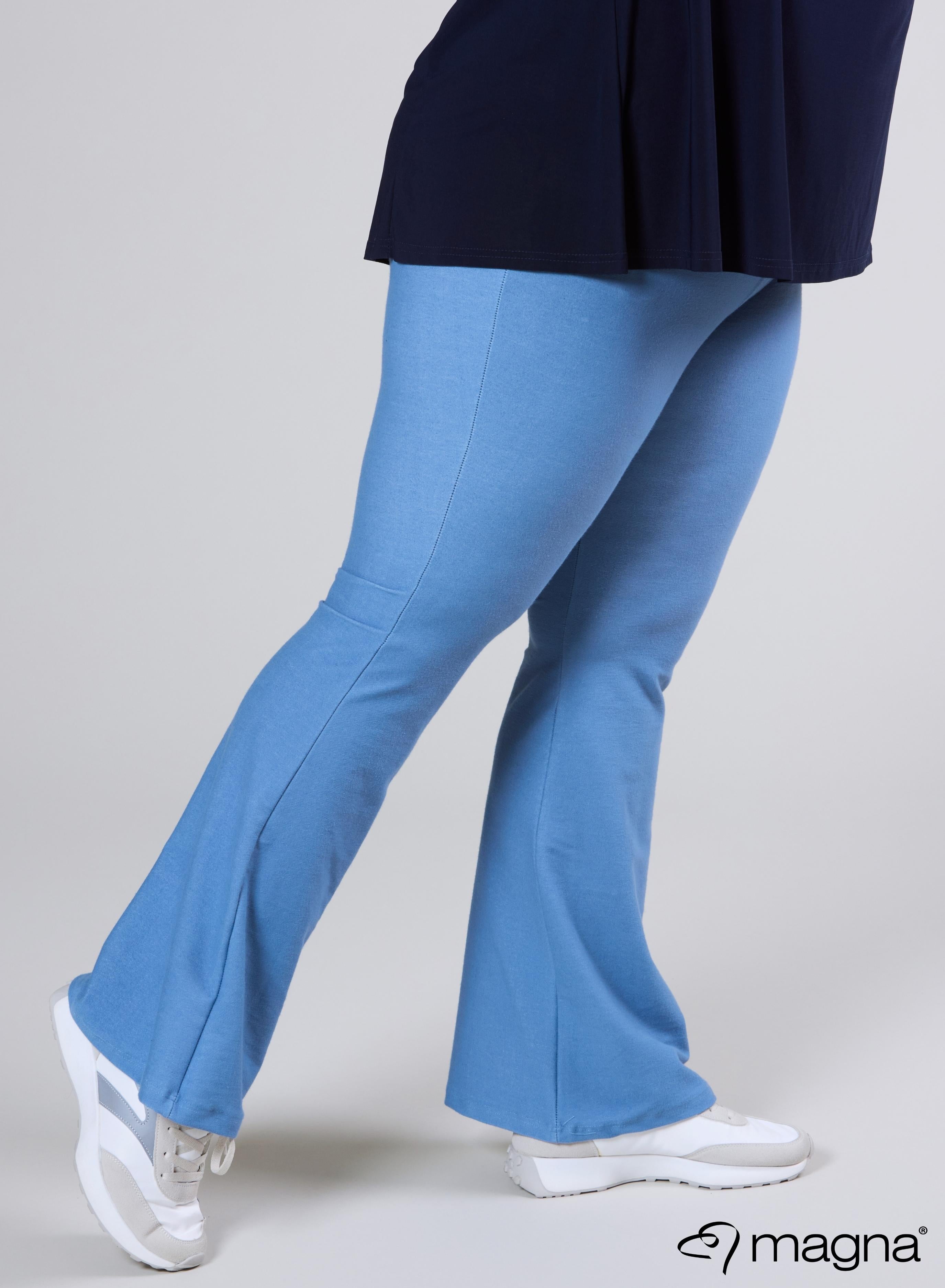 Magna Stretch Denim High Waist Flared Pants Dark Sky Blue