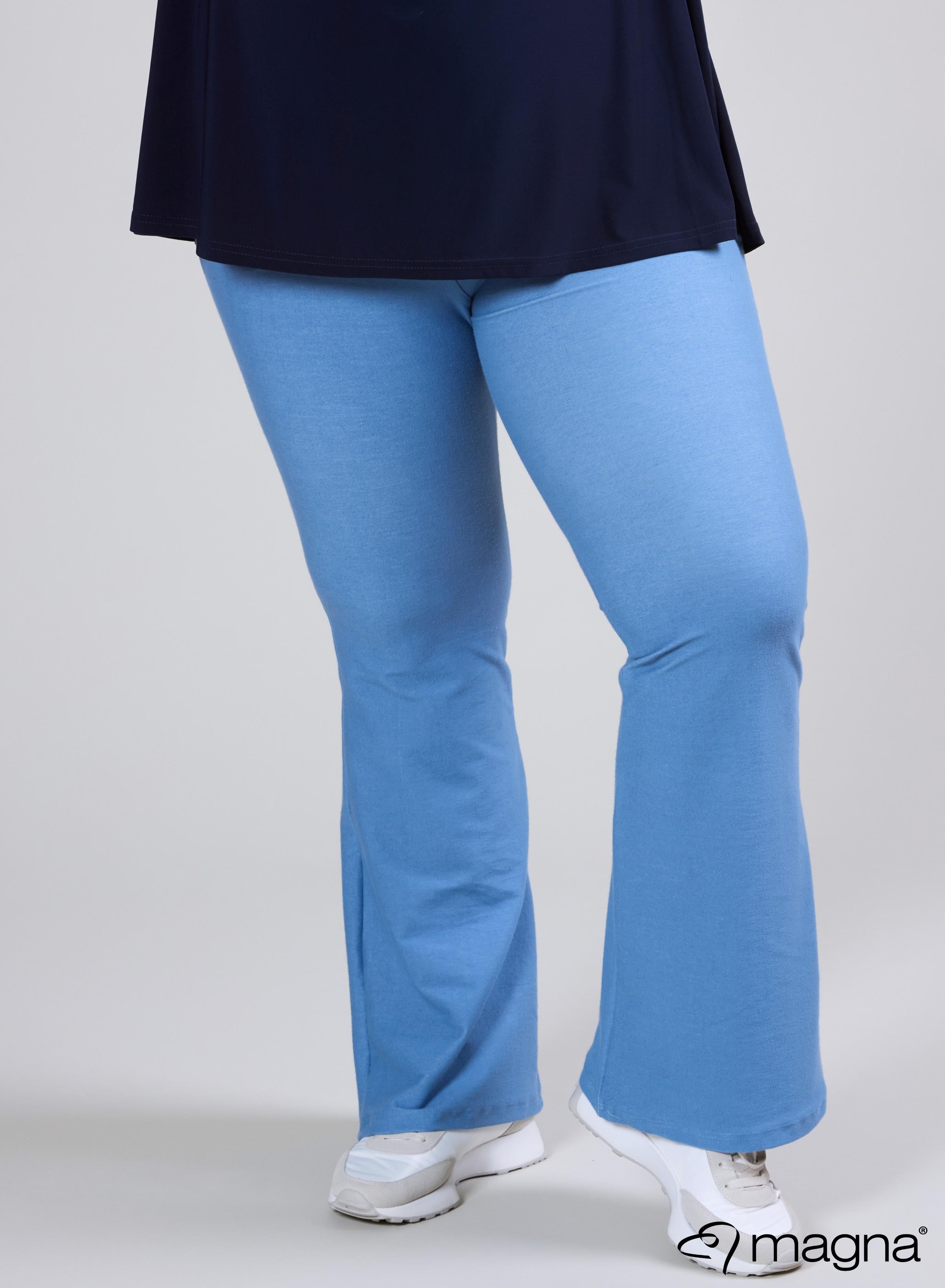 Magna Stretch Denim High Waist Flared Pants Dark Sky Blue