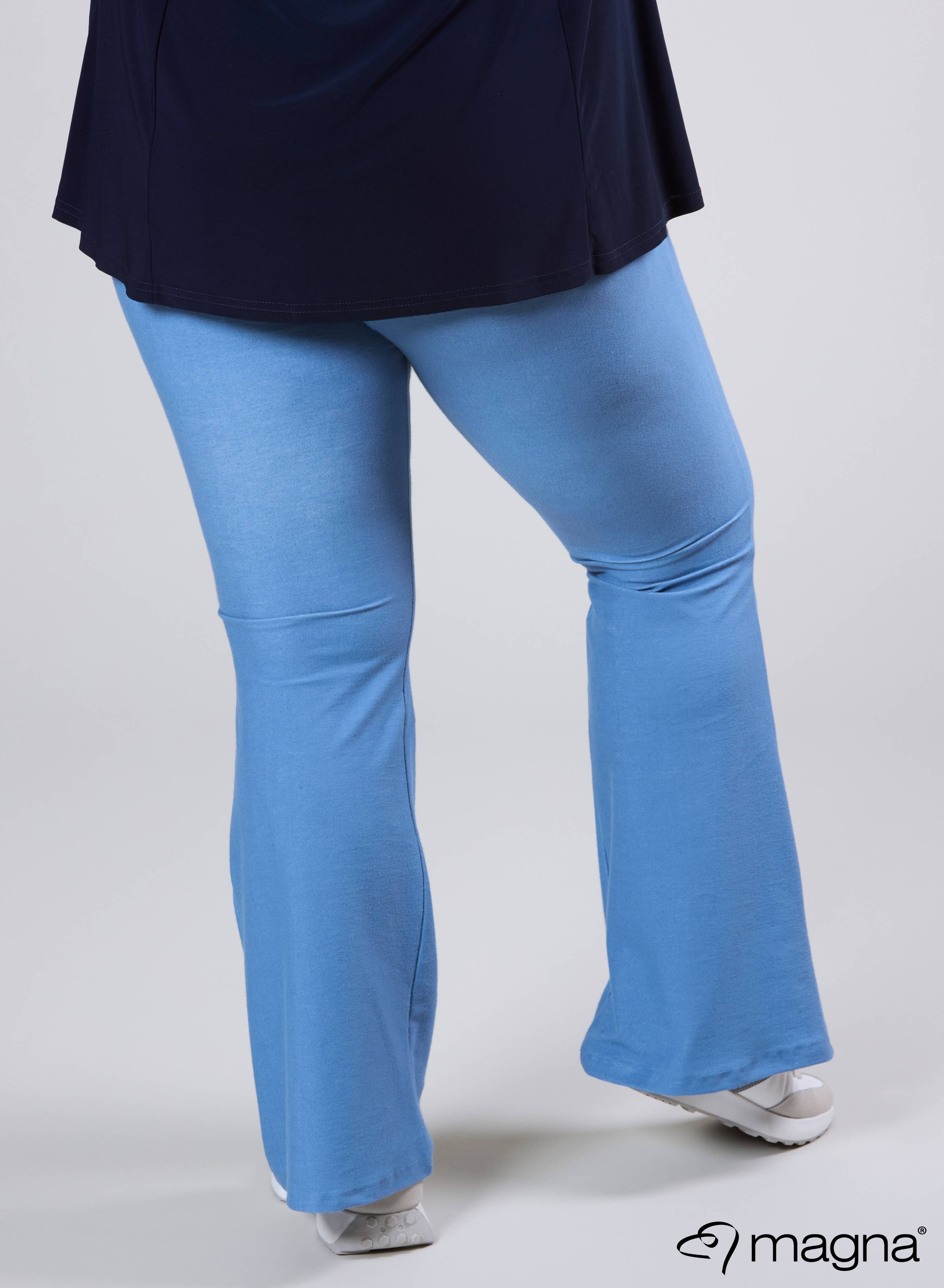 Magna Stretch Denim High Waist Flared Pants Dark Sky Blue