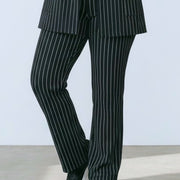 Magna Relaxed Broek met Zakken en Uitlopende Pijpen Pinstripe Zwart