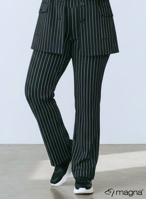Magna Relaxed Broek met Zakken en Uitlopende Pijpen Pinstripe Zwart