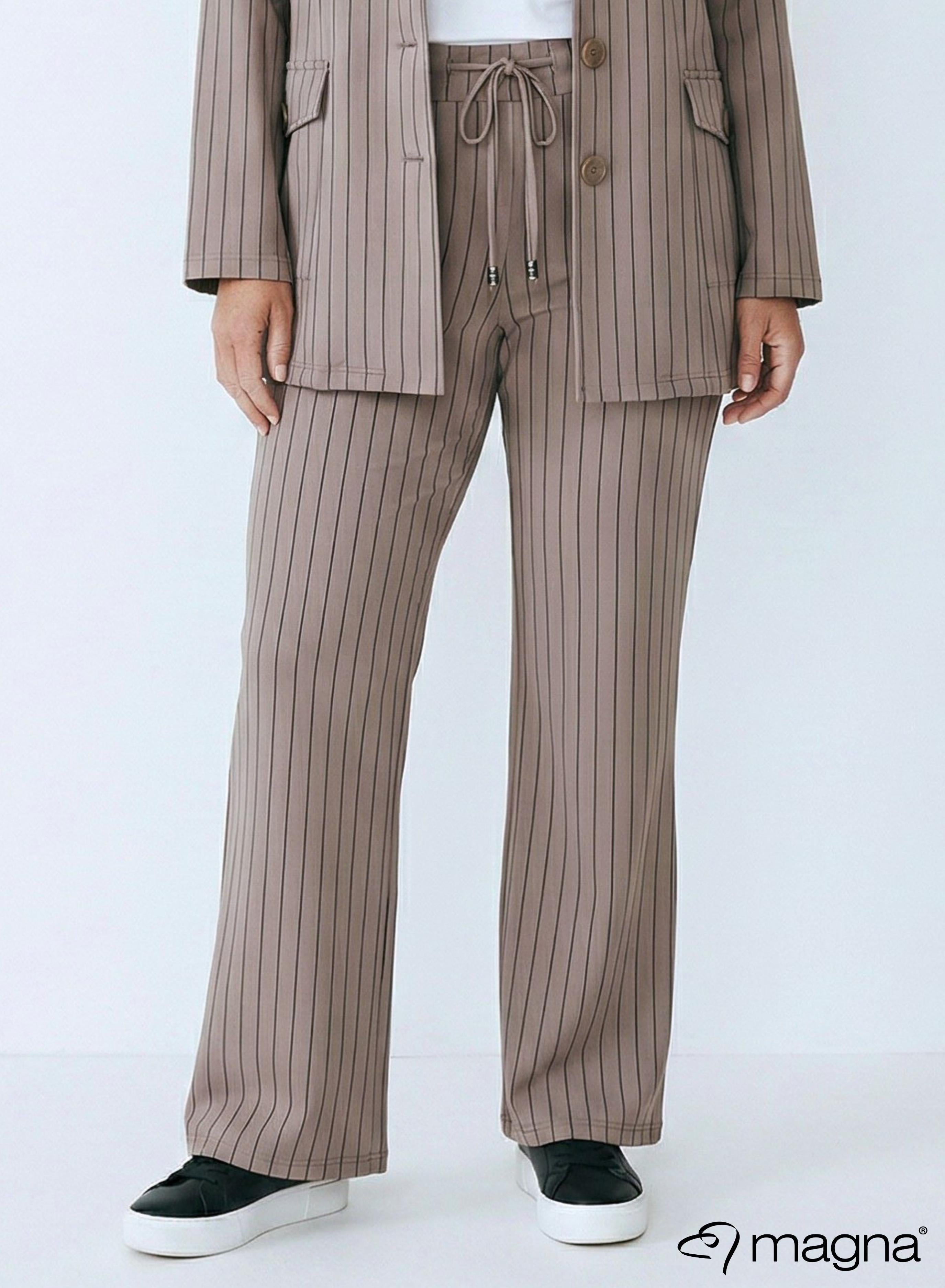 Magna Relaxed Pocket Flared Pants Pinstripe Sand