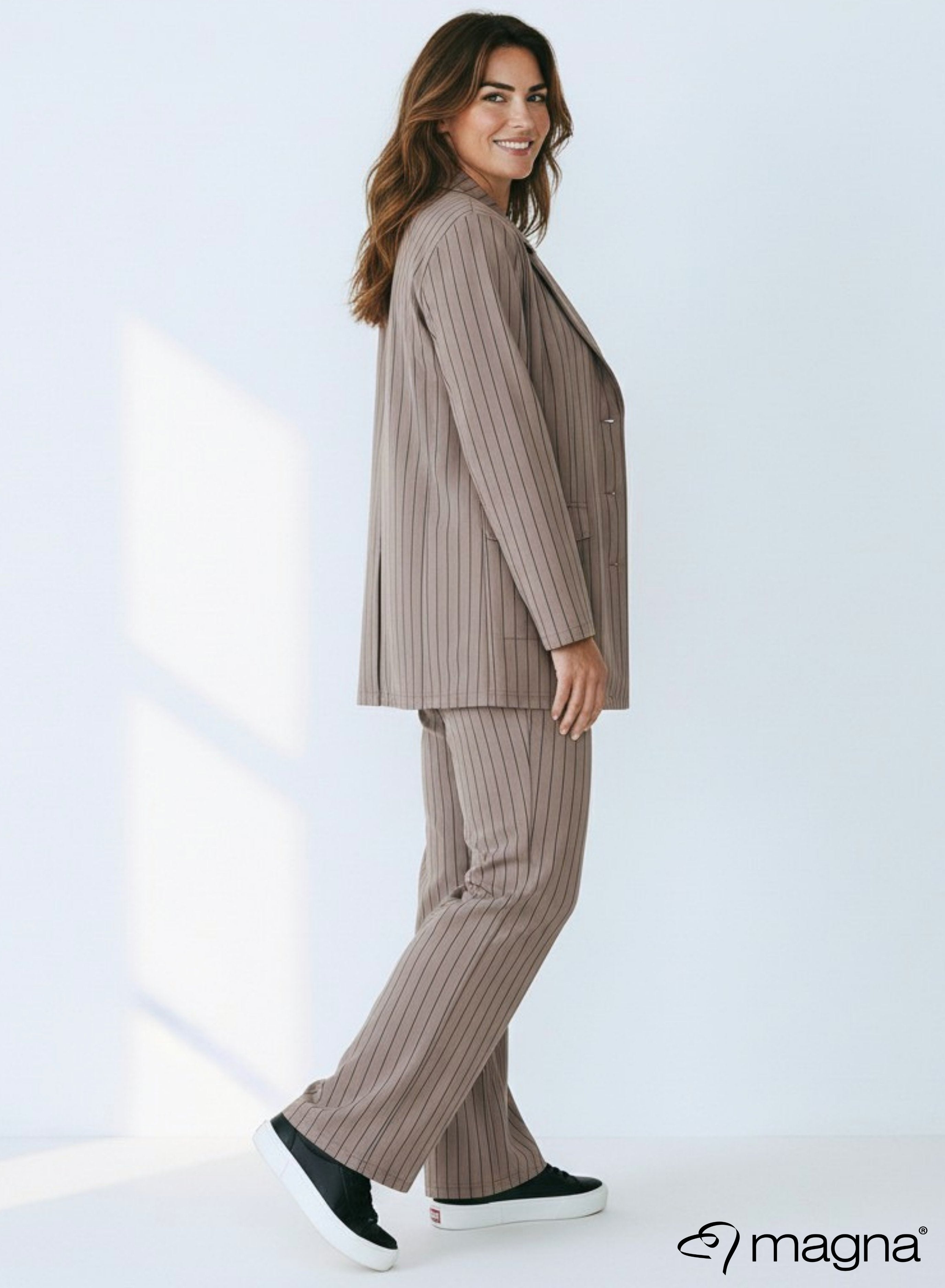 Magna Relaxed Pocket Flared Pants Pinstripe Sand