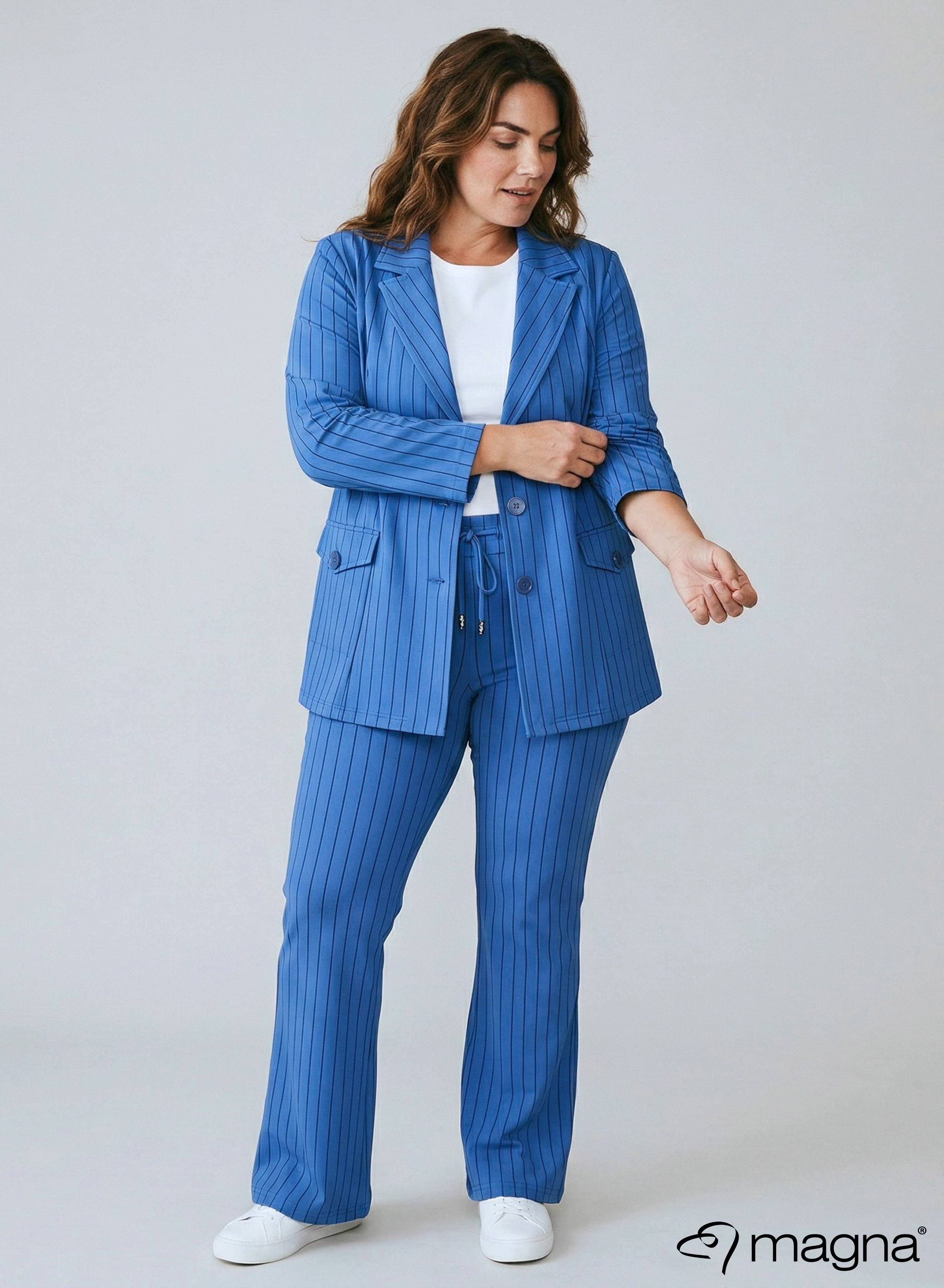 Magna Relaxed Pocket Flared Pants Pinstripe Blue