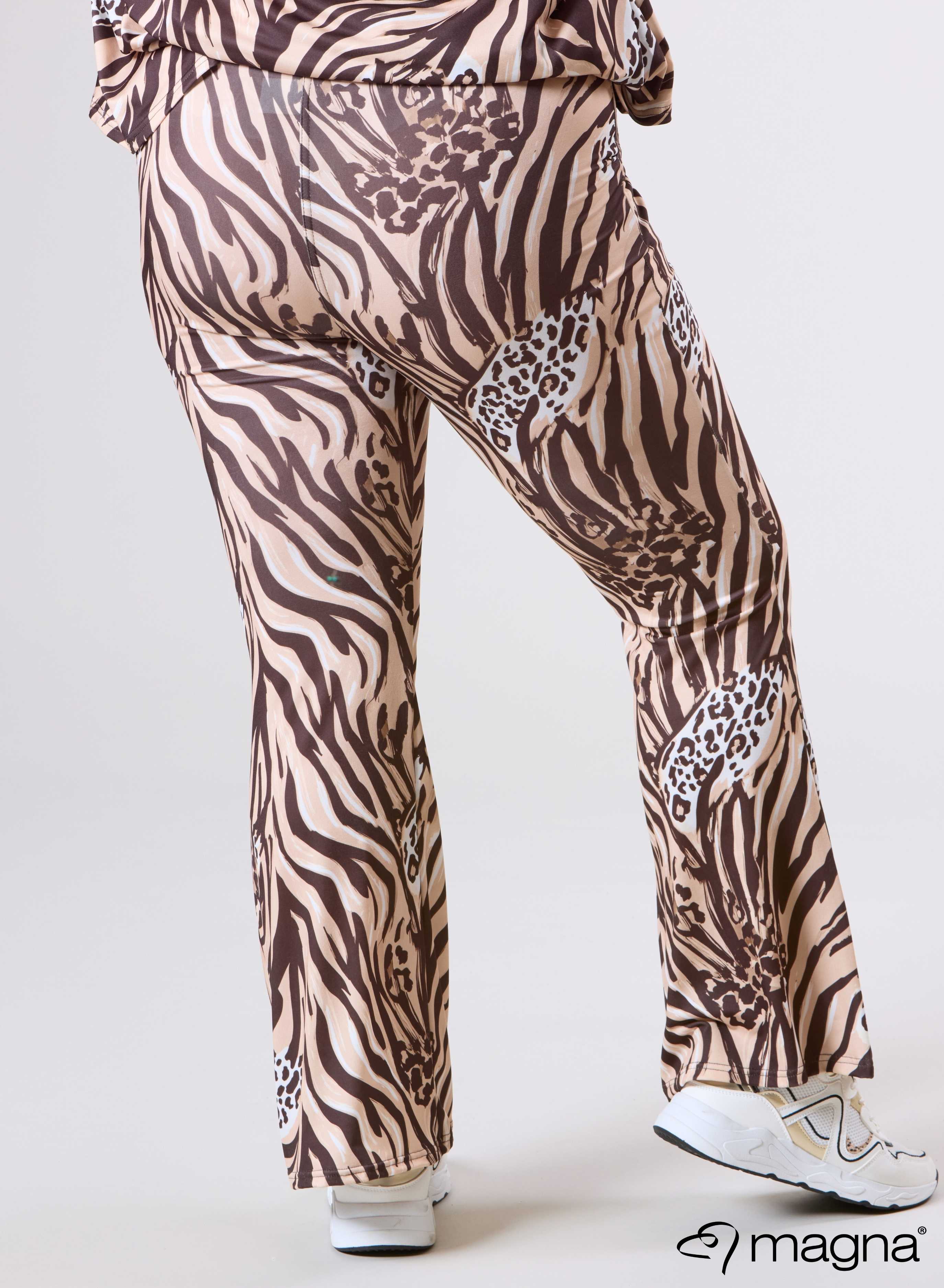 Magna Relaxed Pocket Flared Broek Animal Waves Bruin