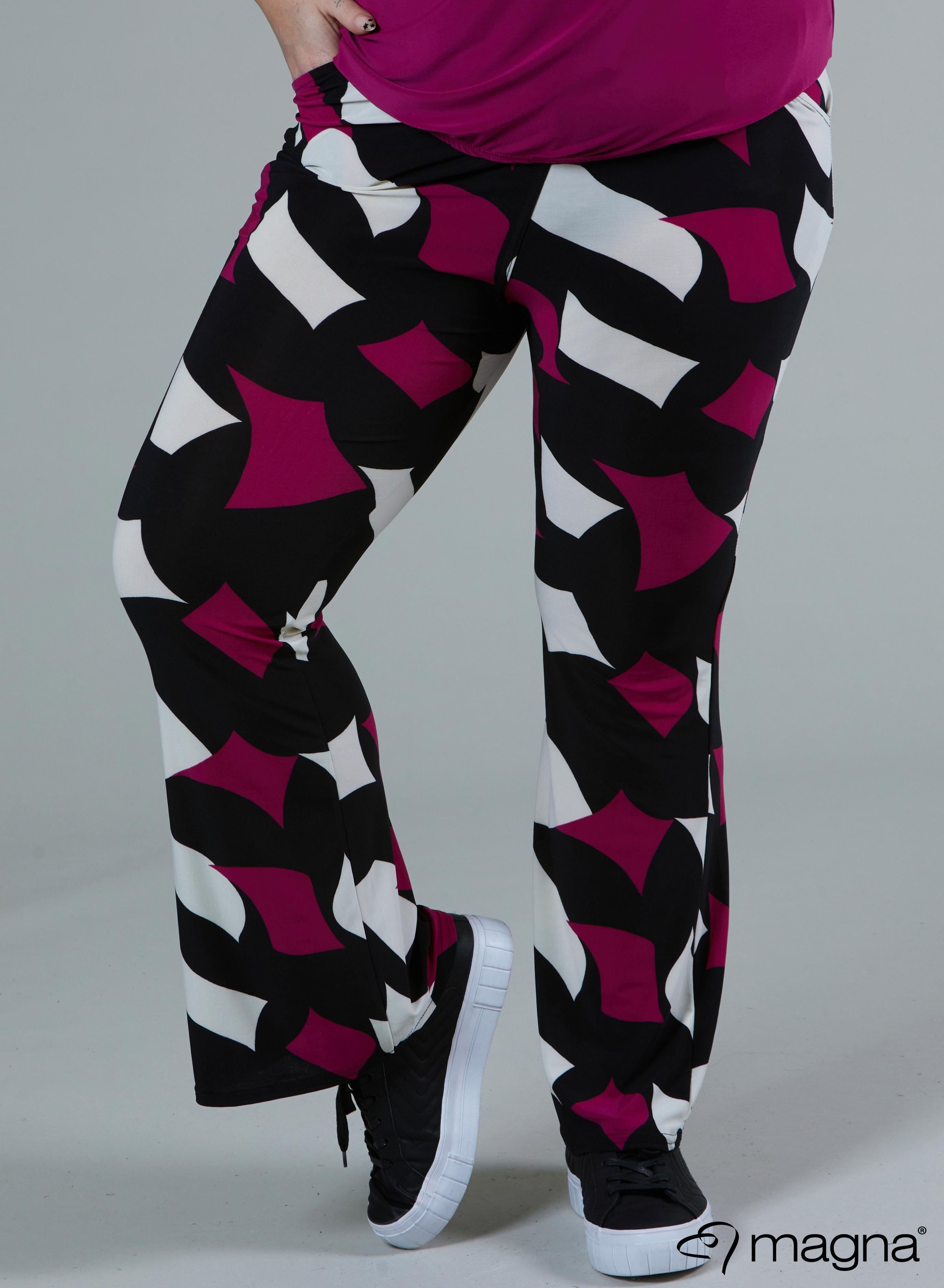 Magna Relaxed Flared Pocket Pants Diamond Blocks Magenta