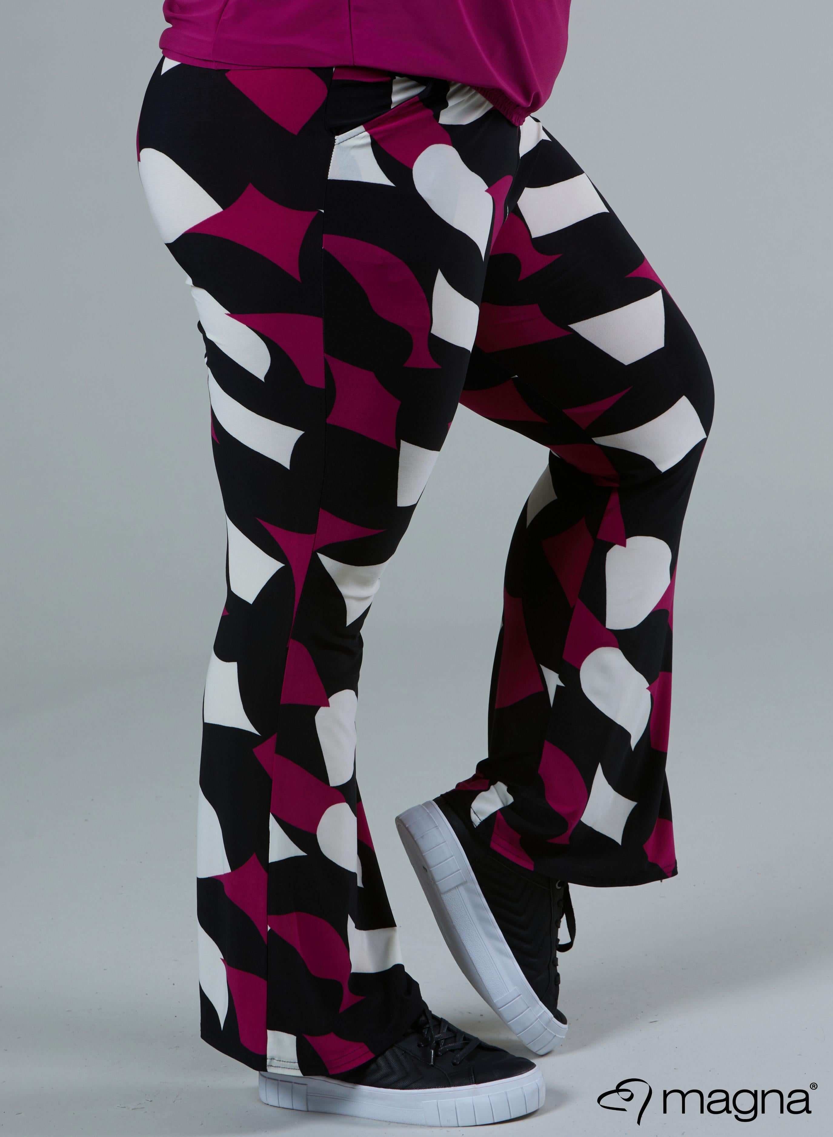 Magna Relaxed Flared Pocket Pants Diamond Blocks Magenta