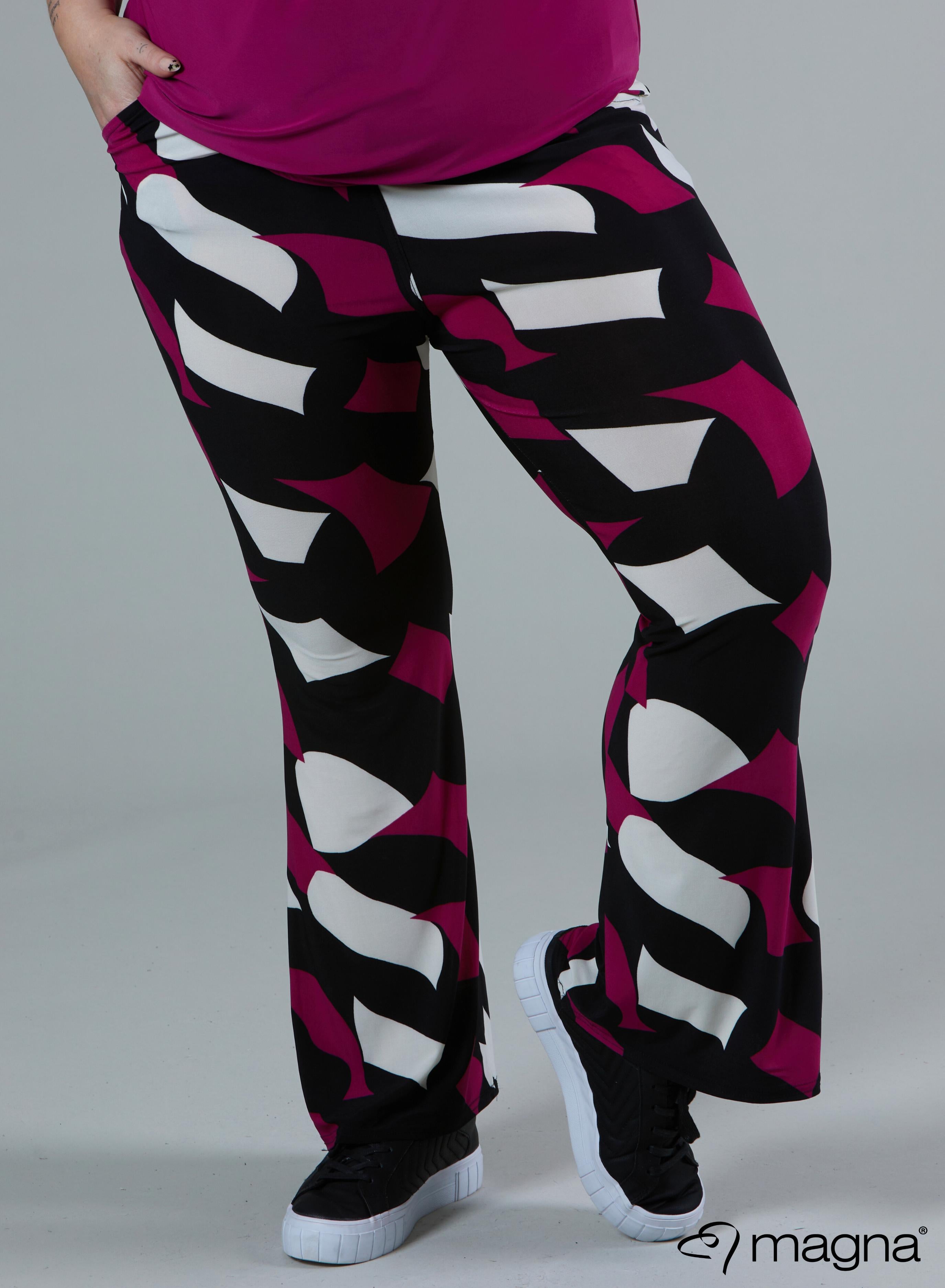 Magna Relaxed Flared Pocket Pants Diamond Blocks Magenta