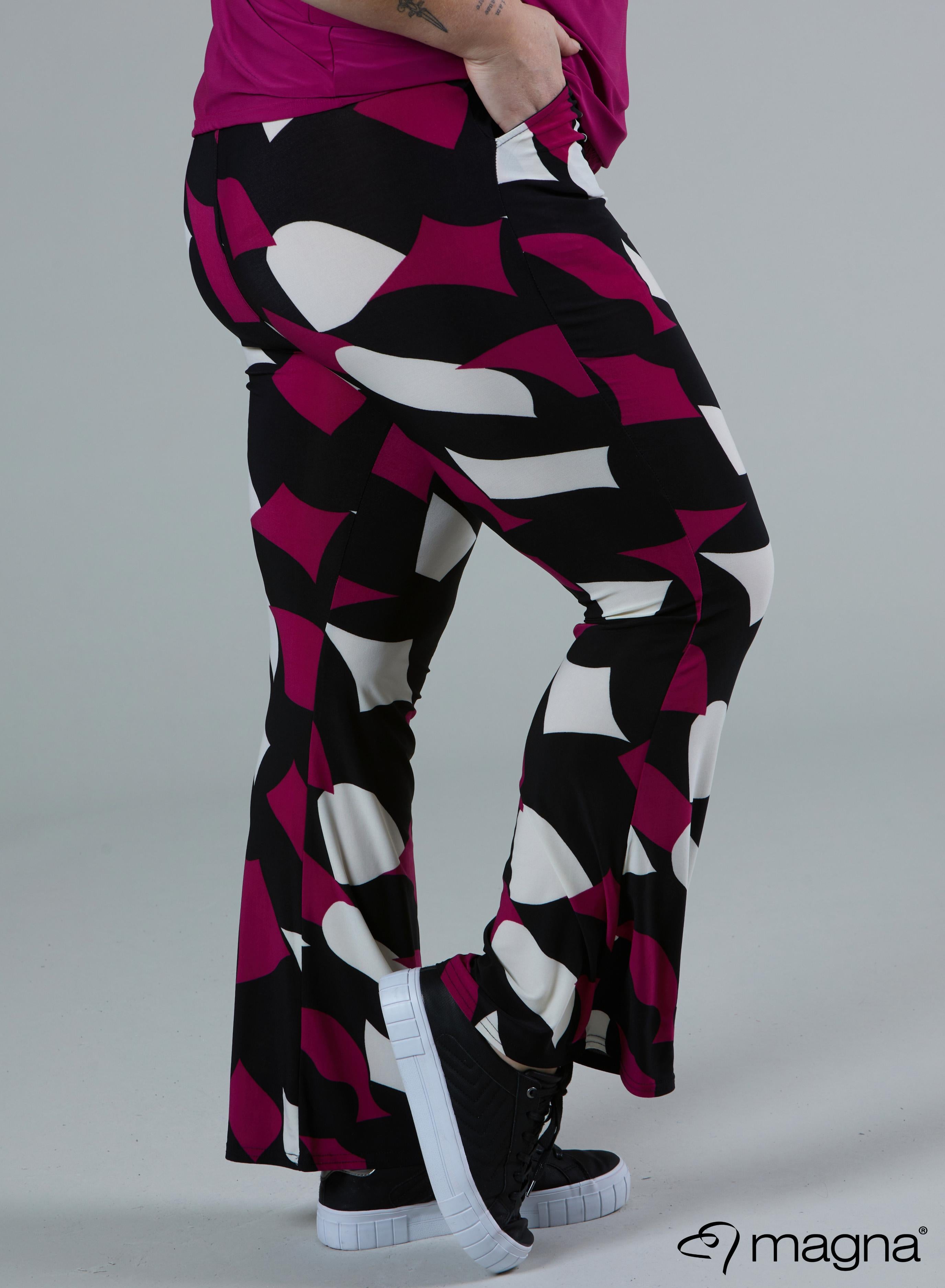 Magna Relaxed Flared Pocket Pants Diamond Blocks Magenta