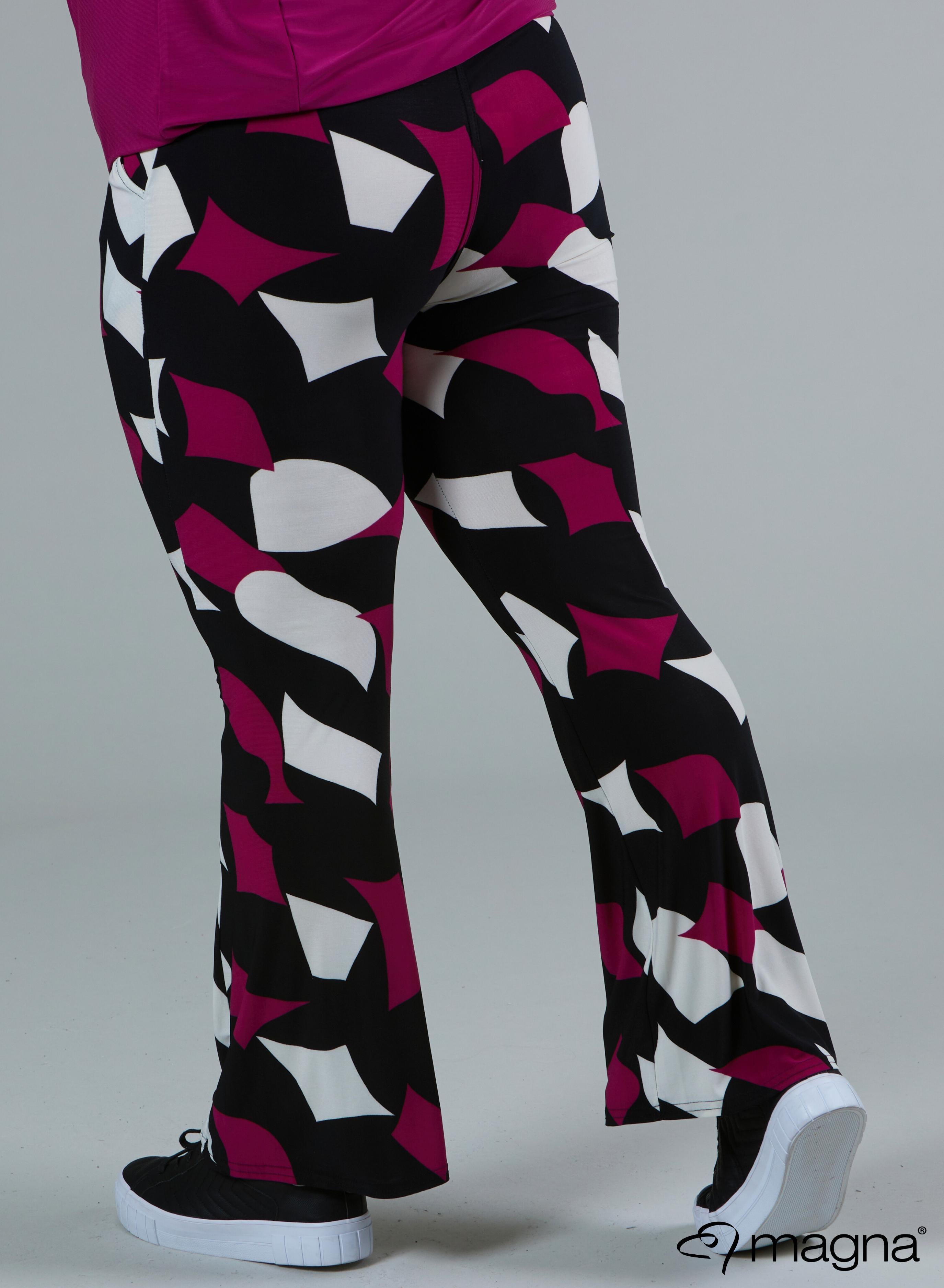 Magna Relaxed Flared Pocket Pants Diamond Blocks Magenta