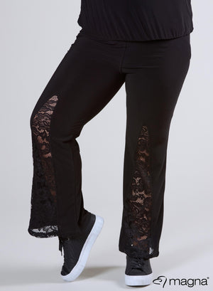 Magna Lace Detail Flared Pants Black