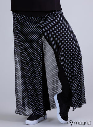 Magna Chiffon gelaagde wijde broek met klassieke stippen