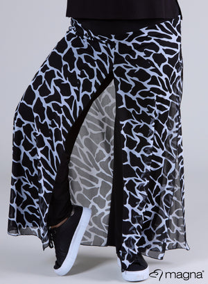 Magna Chiffon gelaagde wijde broek met kiezelstenen