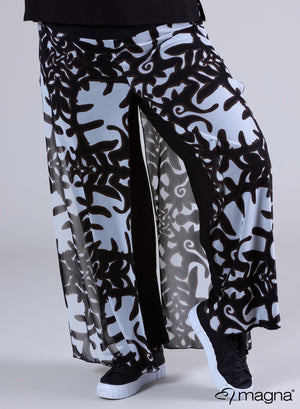 Magna Chiffon gelaagde broek met wijde pijpen, Afrikaans design