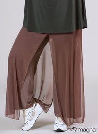 Magna Chiffon Layered Wide Leg Trouser Taupe