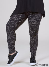 Magna Stretchy Printed Trouser Small Pencil Polka Black