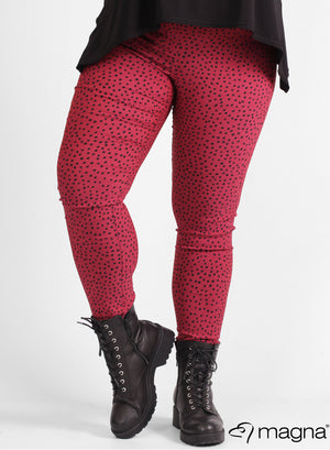 Magna Stretch-Hose mit Print, Größe S, Bleistiftrot, gepunktet