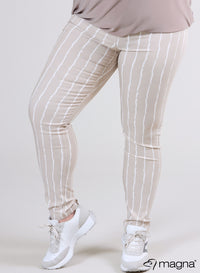 Magna Stretchy Printed Trouser Chalk Lines Sand