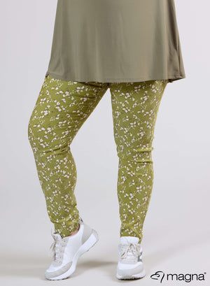 Magna Stretchhose mit Print, kleine Blume, Grün