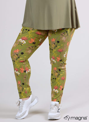 Magna Stretchhose mit Print Flower Jungle Grün