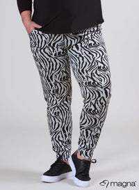 Magna Viscose Zware Warme Broek met Zak Zebra Zwart