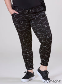 Magna Viscose Heavy Warm Pocket Trouser Storm Print Black/White