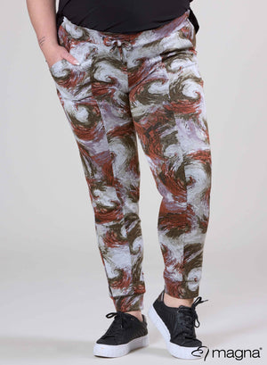 Magna Viscose Zware Warme Broek met Zakken Faded Wave Khaki