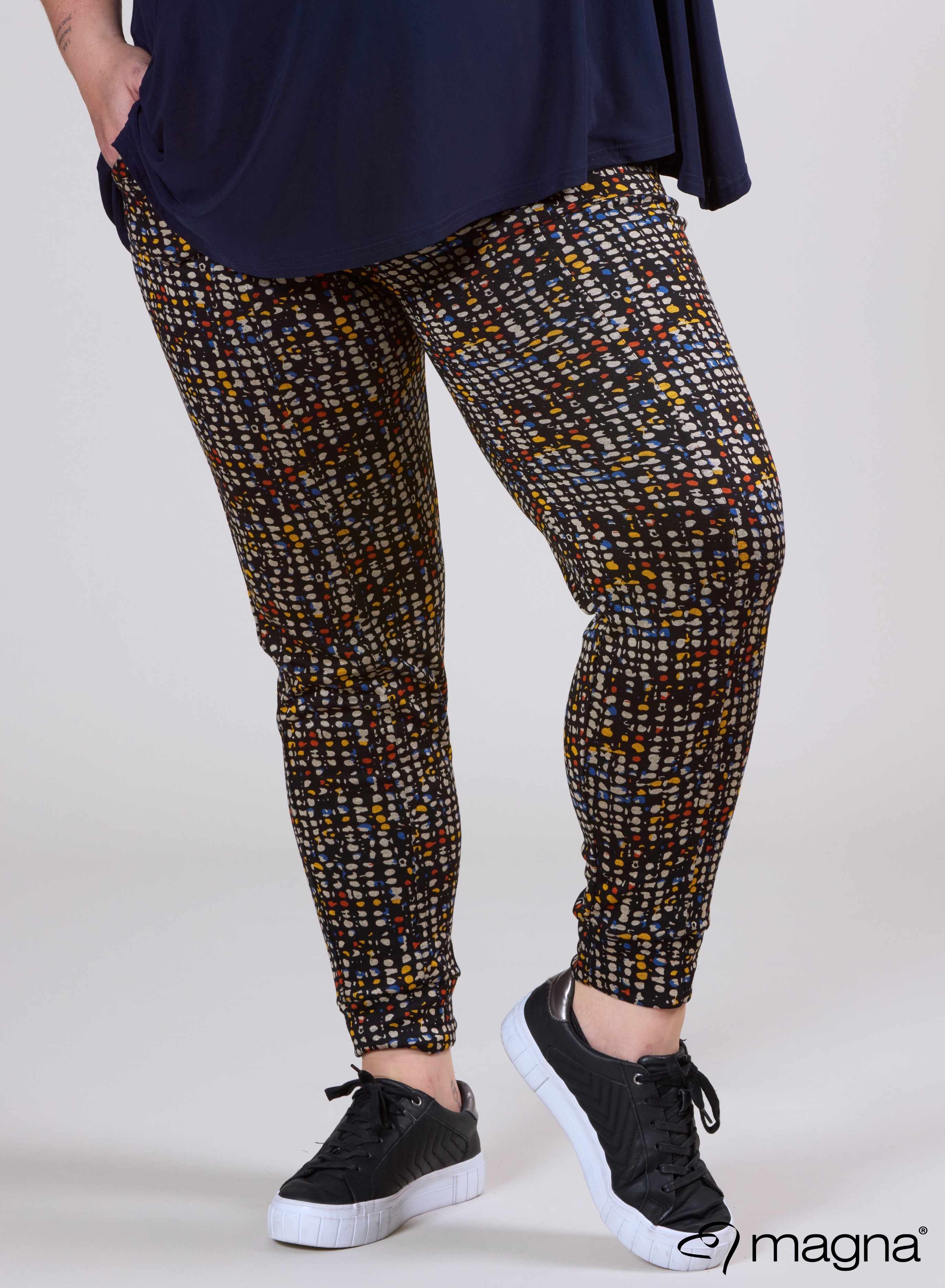 Magna Viscose Zware Warme Broek met Zak Geel Blauw Bubbels