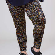 Magna Viscose Zware Warme Broek met Zak Geel Blauw Bubbels
