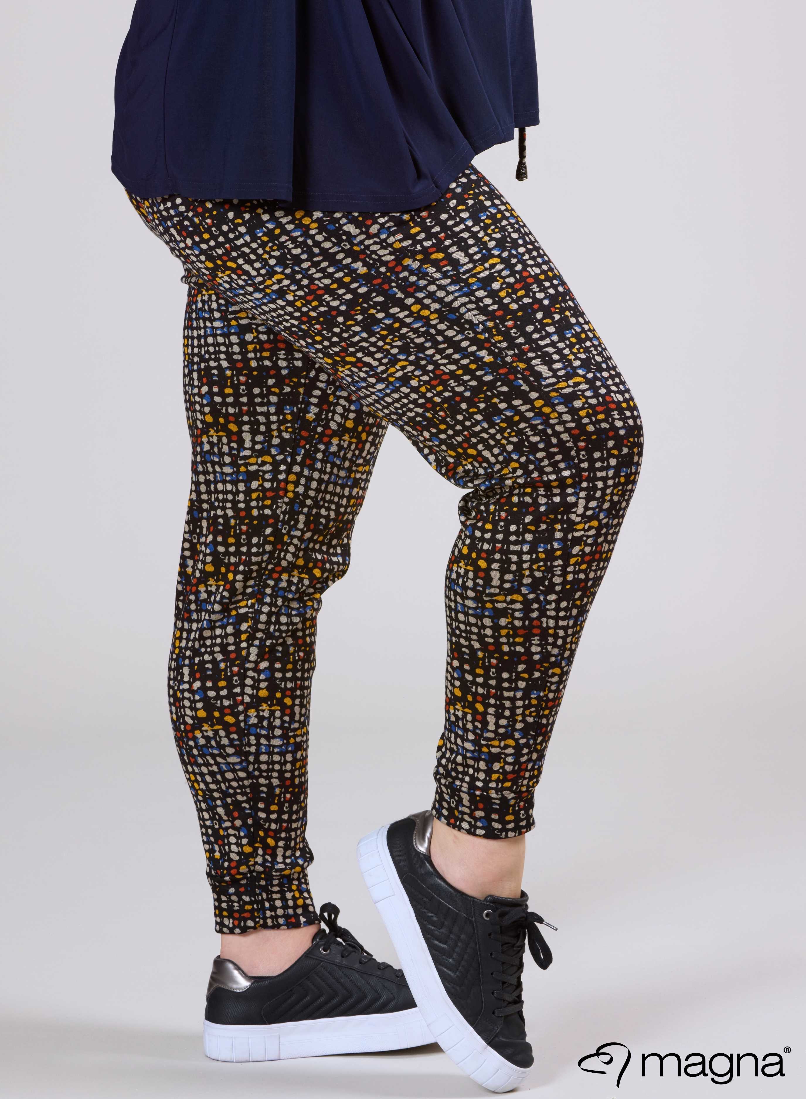 Magna Viscose Zware Warme Broek met Zak Geel Blauw Bubbels