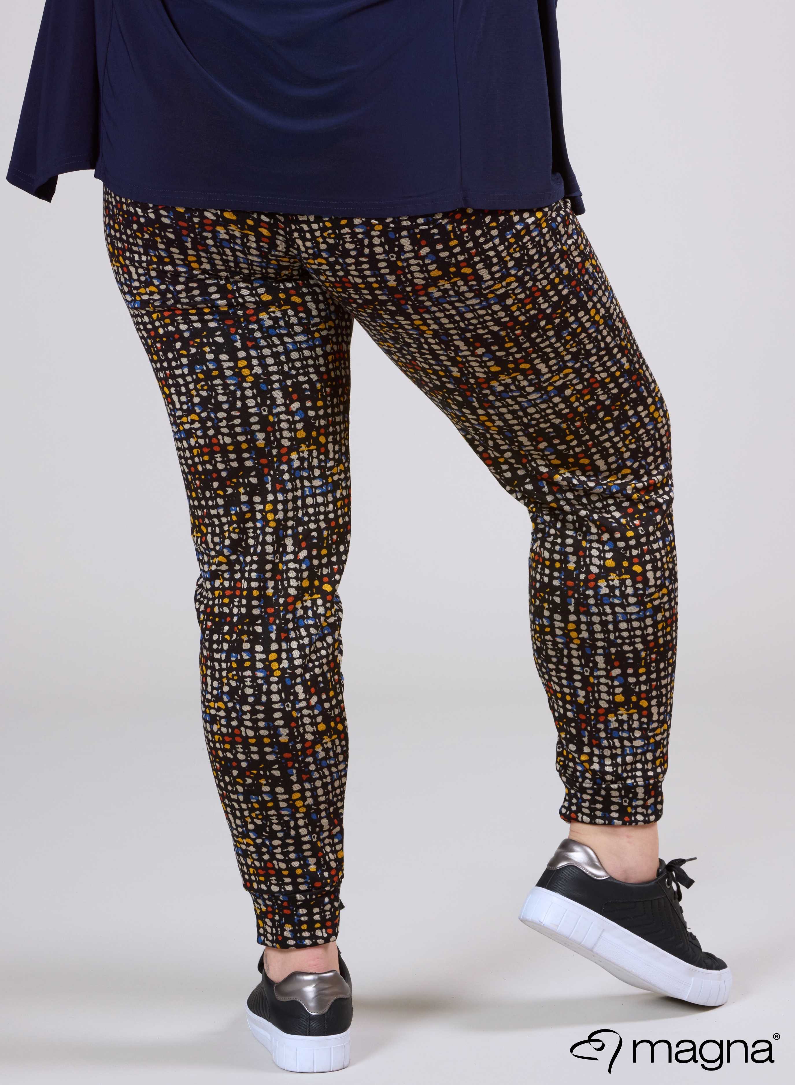 Magna Viscose Zware Warme Broek met Zak Geel Blauw Bubbels