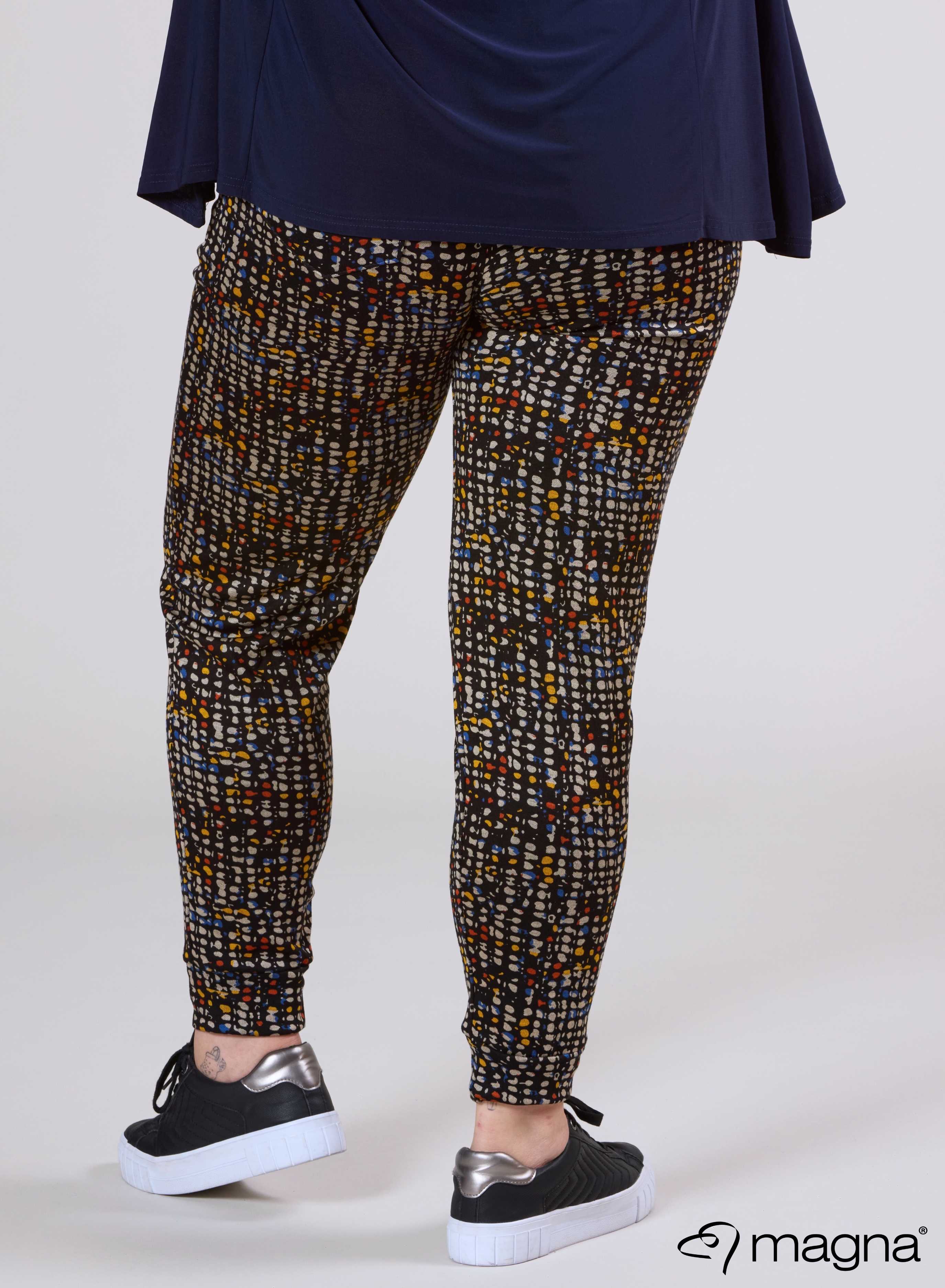 Magna Viscose Zware Warme Broek met Zak Geel Blauw Bubbels
